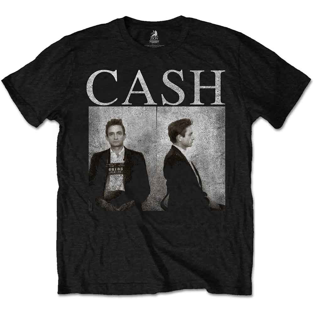 Johnny Cash Unisex T-Shirt: Mug Shot (Black)