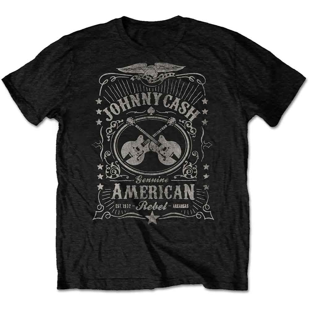 Johnny Cash Unisex T-Shirt: American Rebel 2 (Black)