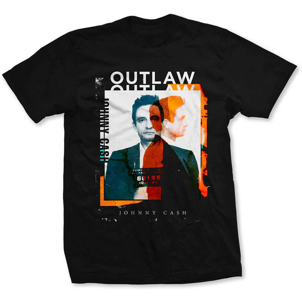 Johnny Cash Unisex T-Shirt: Outlaw Photo (Black)
