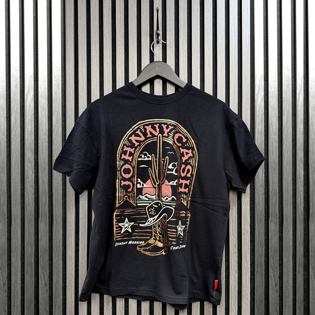 Johnny Cash Ladies Unplugged T-Shirt: Sunday Morning (Black)