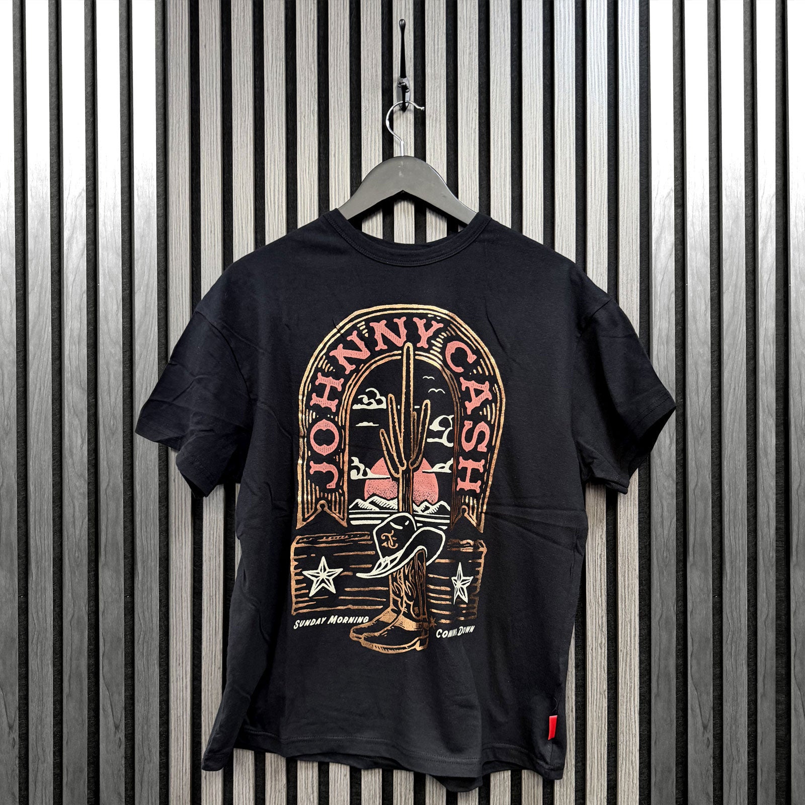 Johnny Cash Ladies Unplugged T-Shirt: Sunday Morning (Black)