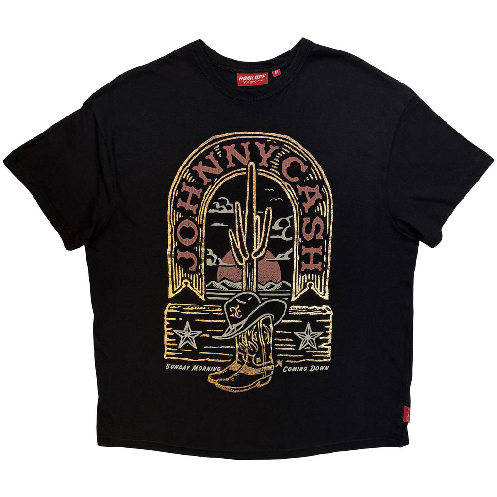 Johnny Cash Ladies Unplugged T-Shirt: Sunday Morning (Black)
