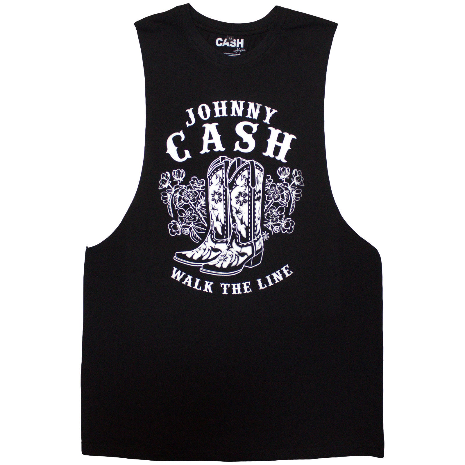 Johnny Cash Unisex Vest T-Shirt: Walk The Line Boots (Black)