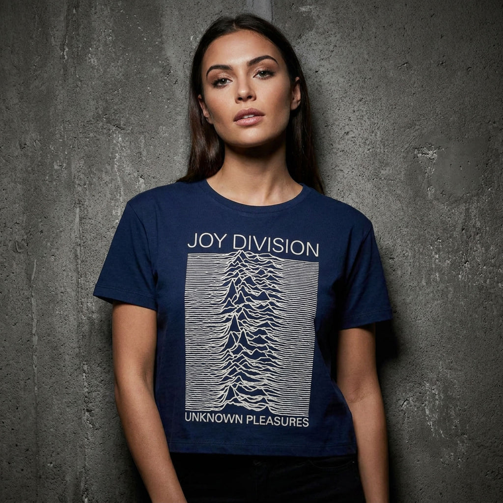 Joy Division Ladies Crop Top: Unknown Pleasures (Denim Blue)