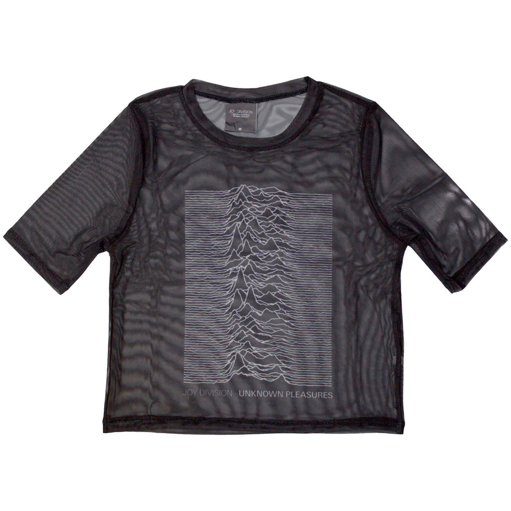 Joy Division Ladies Mesh Crop Top: Unknown Pleasures (Black)