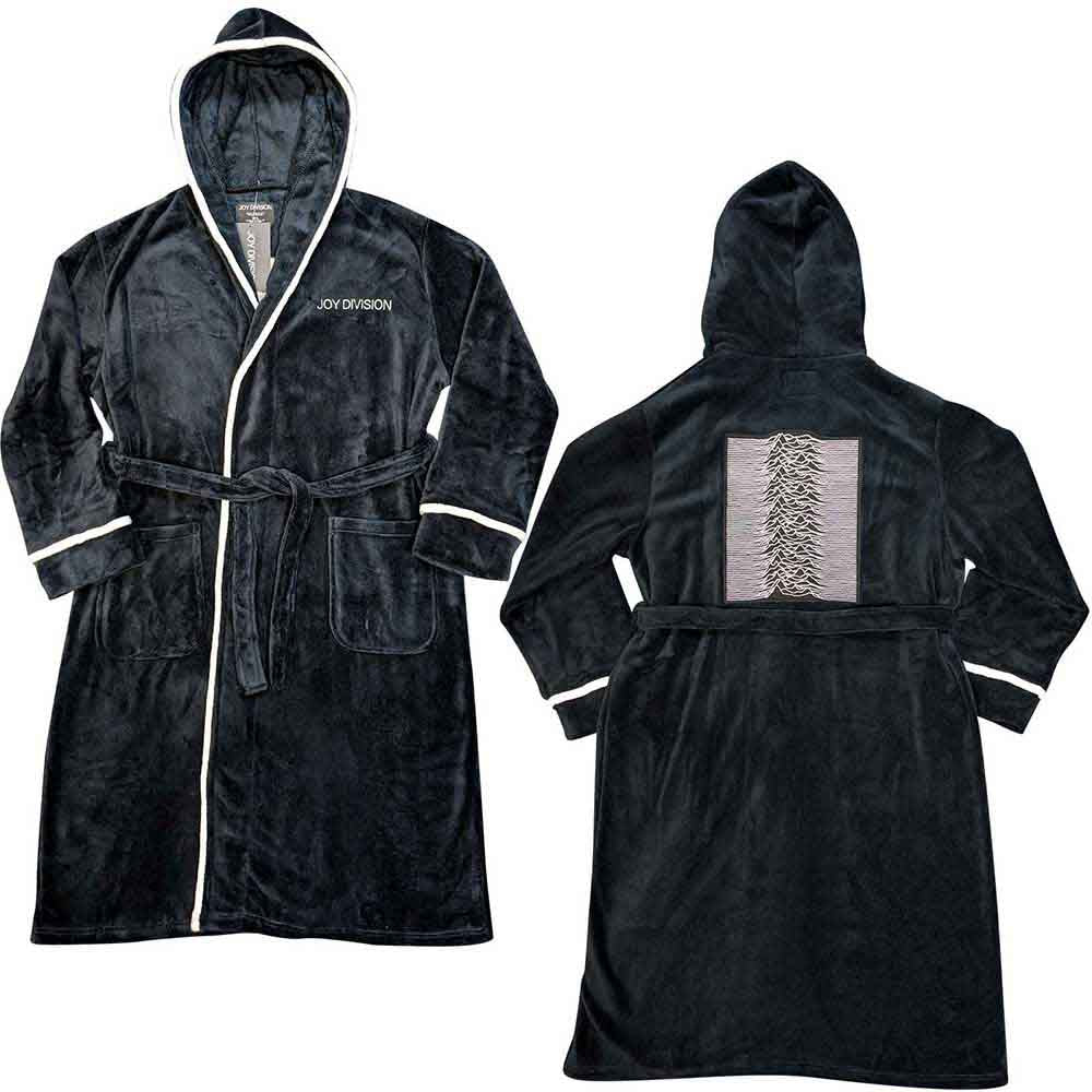Joy Division Unisex Bathrobe: Unknown Pleasures (Black) (Back Print)