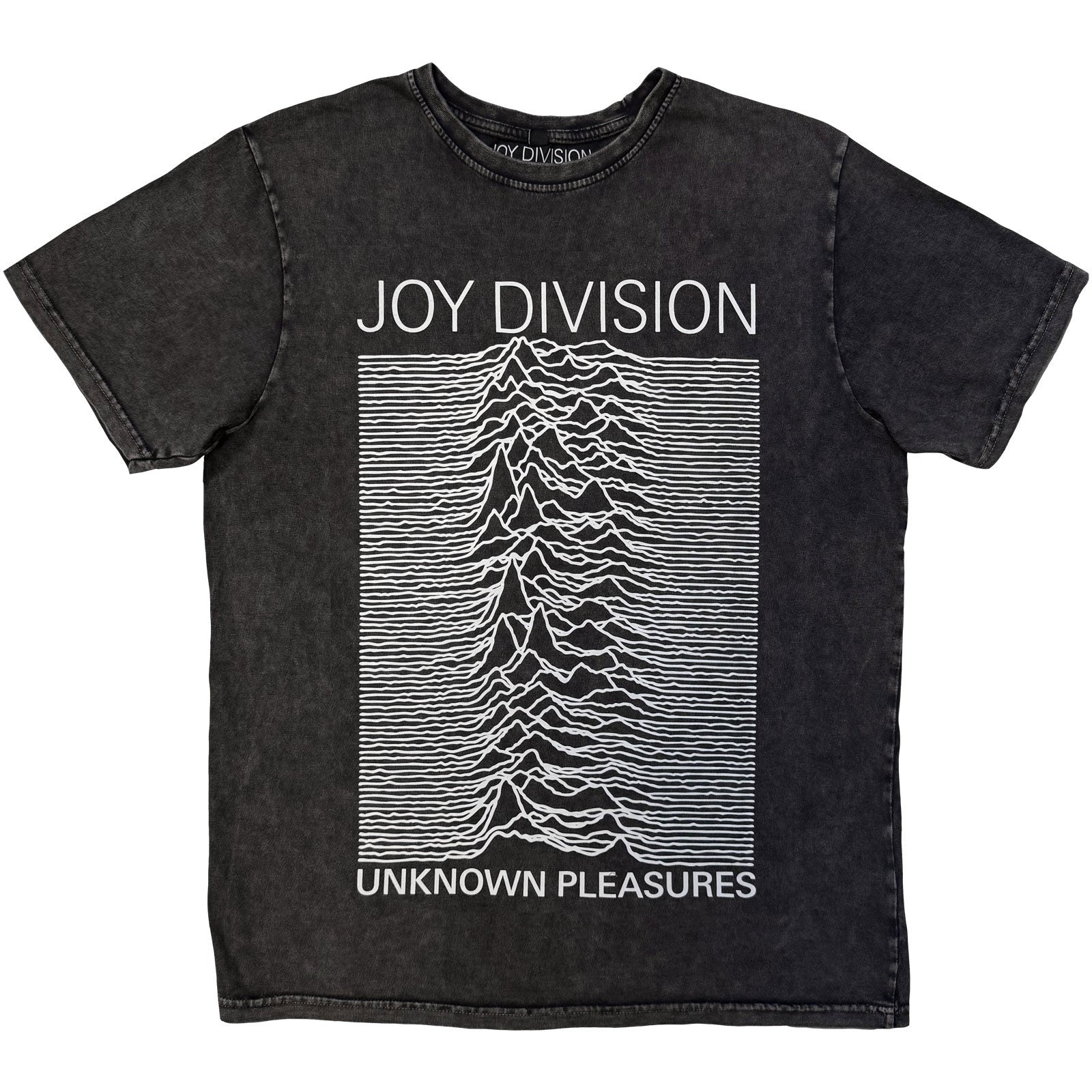 Joy Division Unisex Stone Wash T-Shirt: Unknown Pleasures (Charcoal Grey)