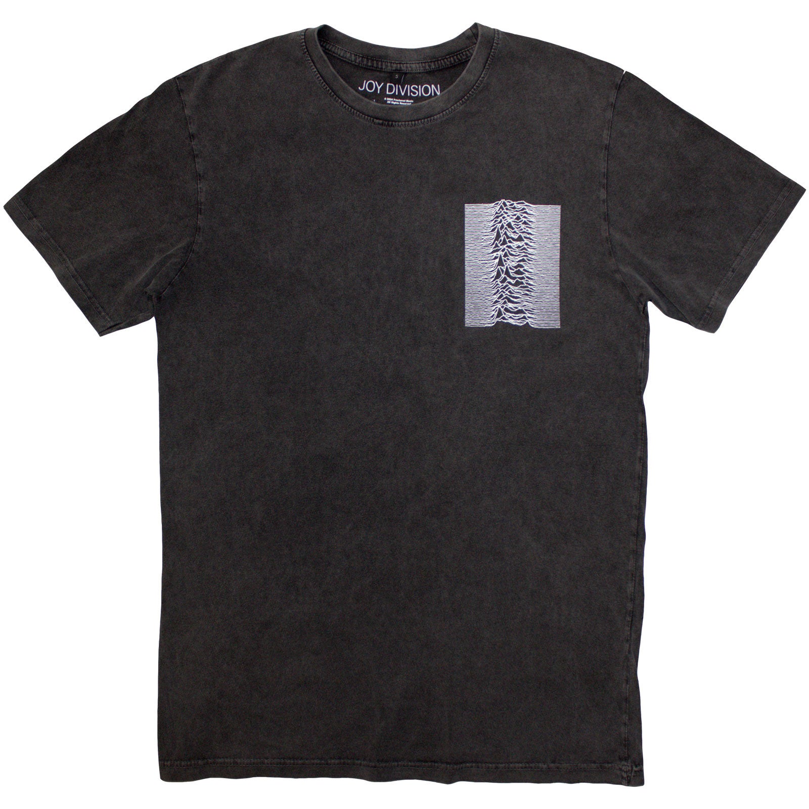 Joy Division Unisex Stone Wash T-Shirt: Pulsar Pocket Wave (Charcoal Grey) (Back Print)