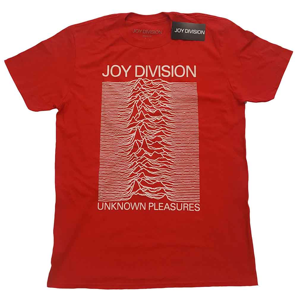Joy Division Unisex T-Shirt: Unknown Pleasures White On Red (Red)