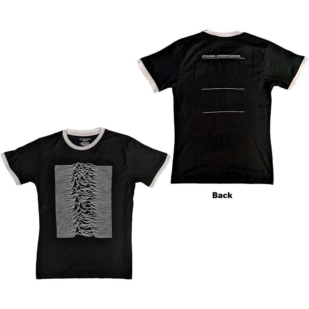Joy Division Unisex Ringer T-Shirt: Unknown Pleasures (Black) (Back Print)