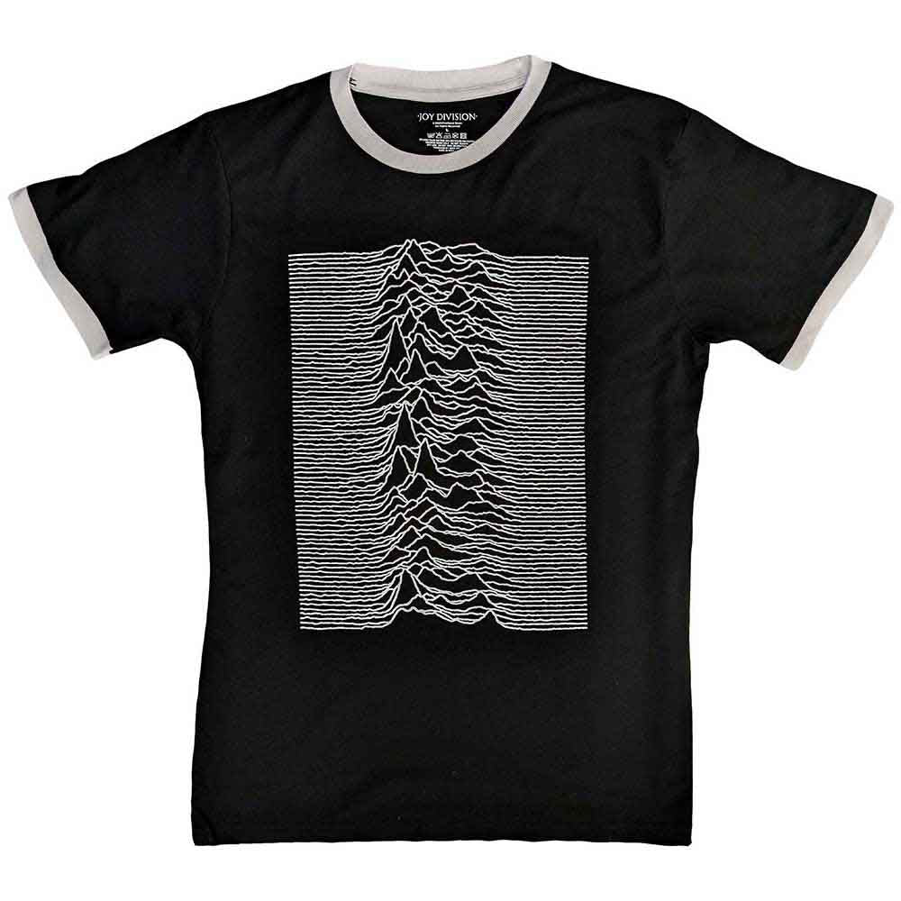 Joy Division Unisex Ringer T-Shirt: Unknown Pleasures (Black) (Back Print)