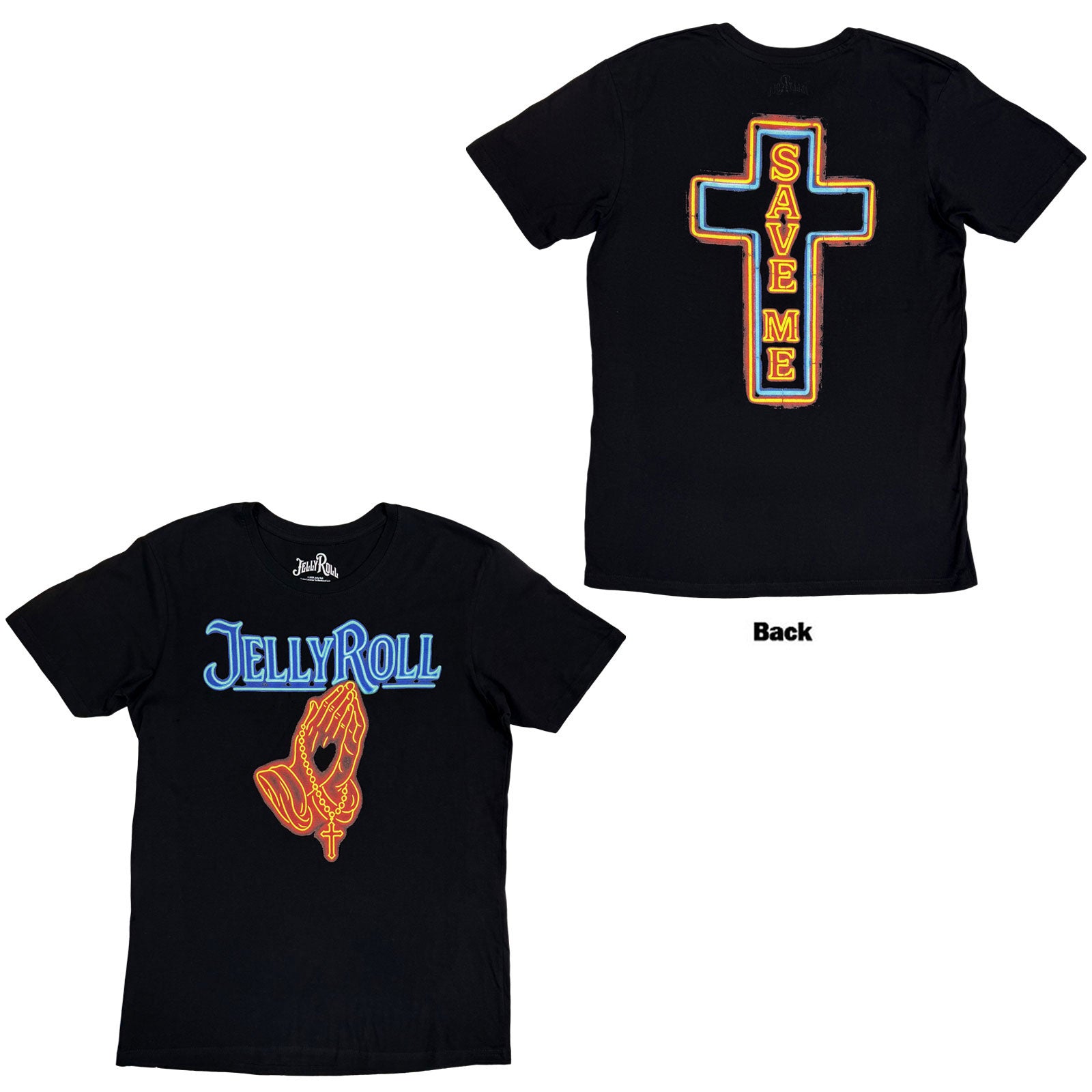Jelly Roll Unisex T-Shirt: Save Me Neon (Black) (Back Print)