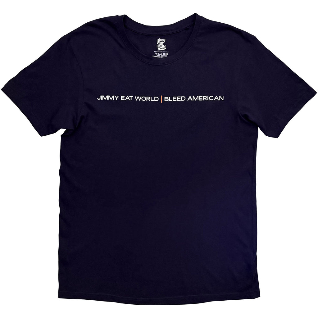 Jimmy Eat World Unisex T-Shirt: Bleed American Twist (Navy Blue) (Back Print)