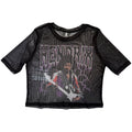 Jimi Hendrix Ladies Mesh Crop Top: Lightning (Black)