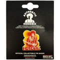 Jimi Hendrix Pin Badge: Jimi & Guitar