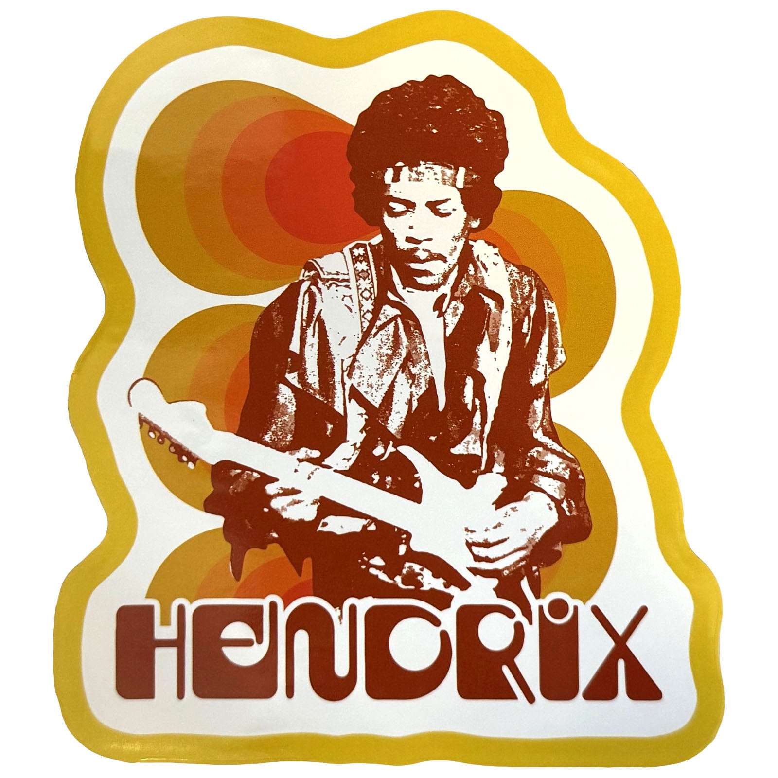 Jimi Hendrix Sticker: Jimi & Guitar