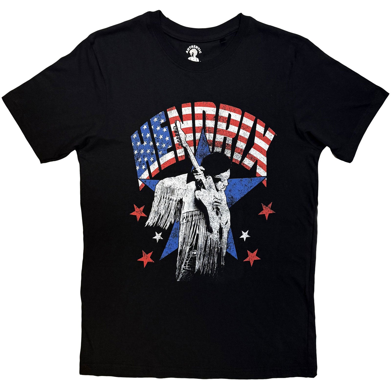 Jimi Hendrix Unisex T-Shirt: Flag (Black)
