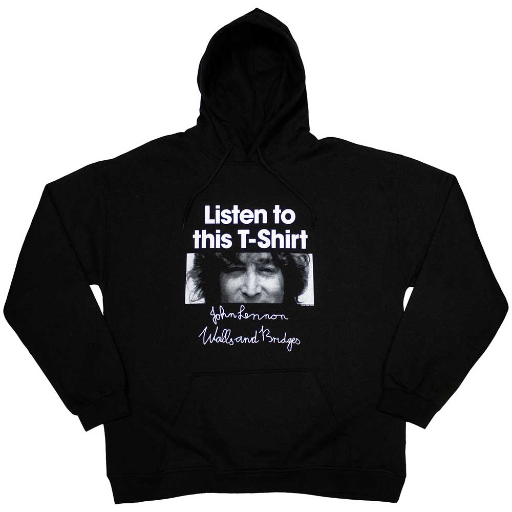 John Lennon Unisex Pullover Hoodie: Listen To This (Black)