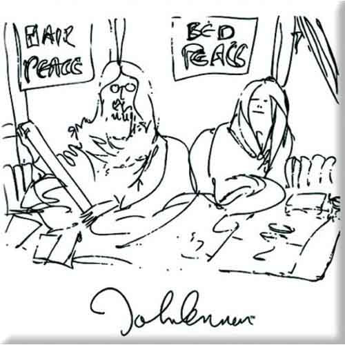 John Lennon Fridge Magnet: Bedism Black On White