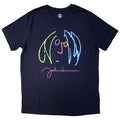 John Lennon Unisex T-Shirt: Self Portrait Full Colour (Navy Blue)