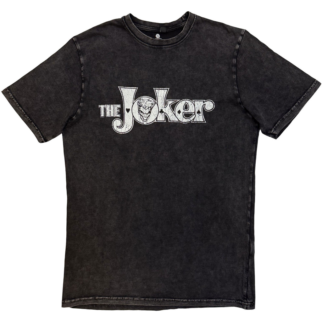 DC Comics Unisex Stone Wash T-Shirt: Joker Look Out Gotham! (Black) (Back Print)
