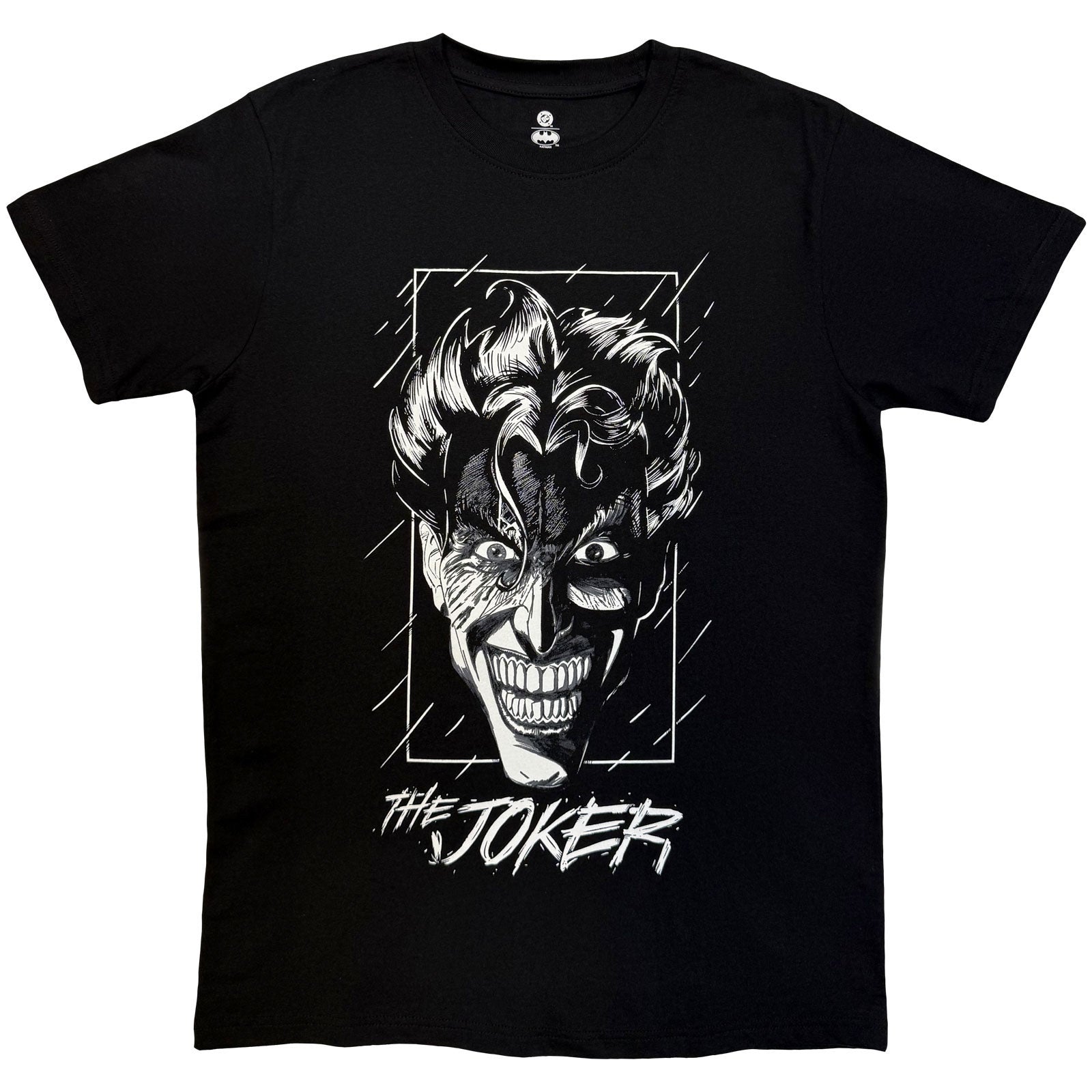 DC Comics Unisex T-Shirt: Joker Black & White Grin (Black)