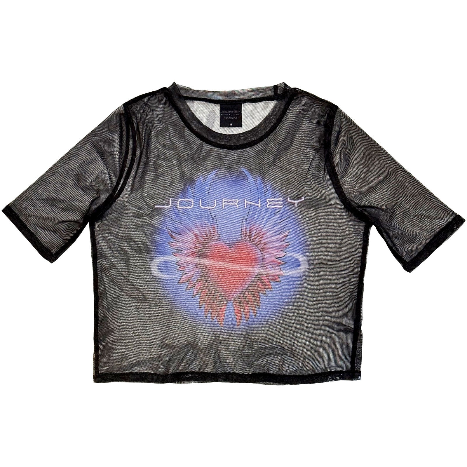 Journey Ladies Mesh Crop Top: Heart (Black)