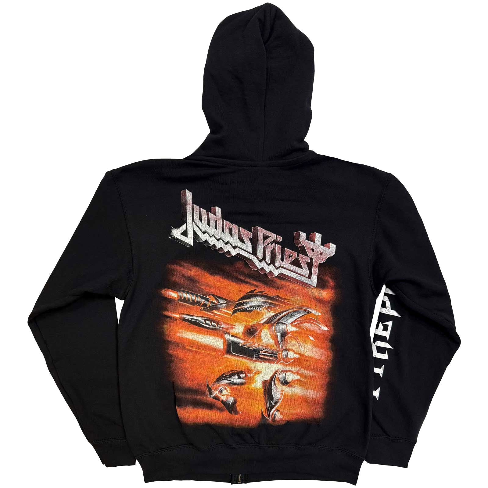 Judas Priest Unisex Zipped Hoodie: Firepower (Black) (Back Print)