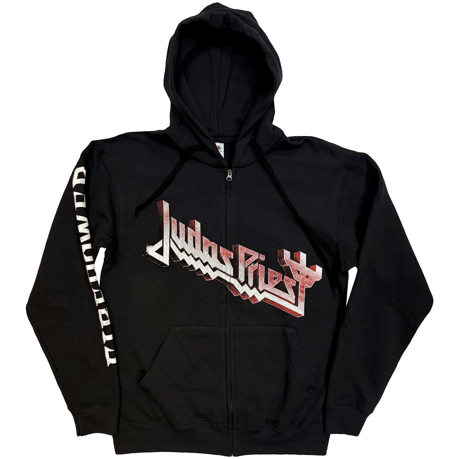 Judas Priest Unisex Zipped Hoodie: Firepower (Black) (Back Print)