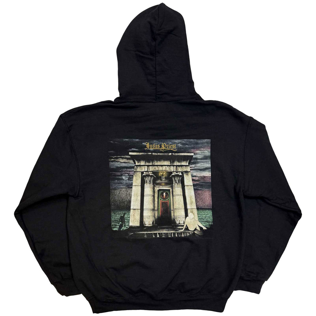 Judas Priest Unisex Pullover Hoodie: Sin After Sin Logo & Album Cover (Black) (Back Print)
