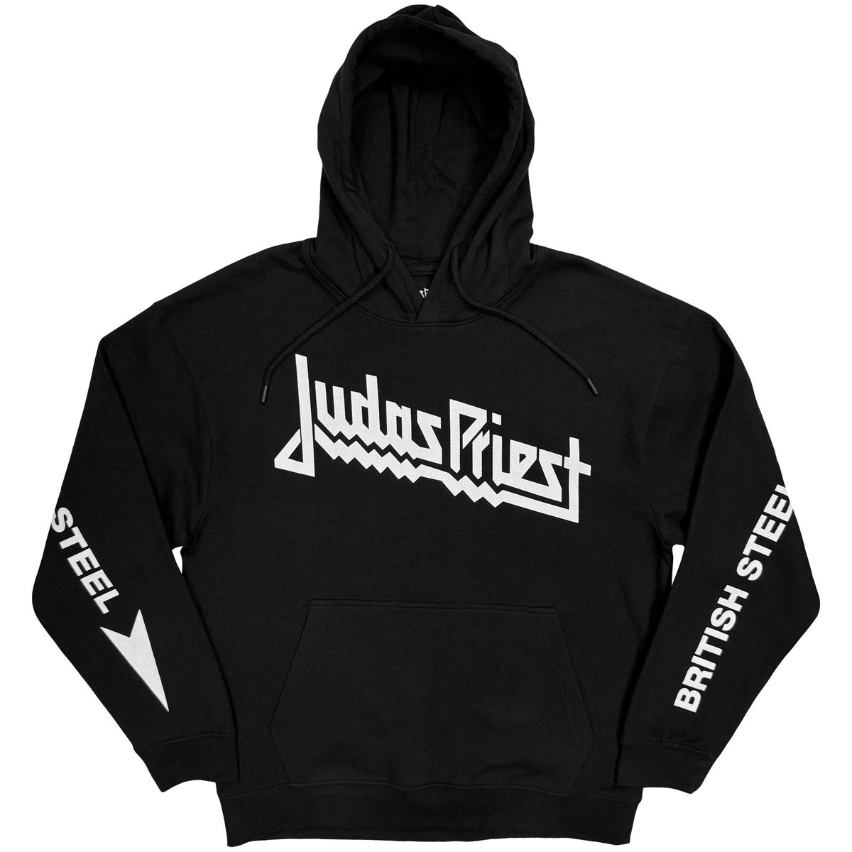 Judas Priest Unisex Pullover Hoodie: British Steel (Black) (Back & Sleeve Print)