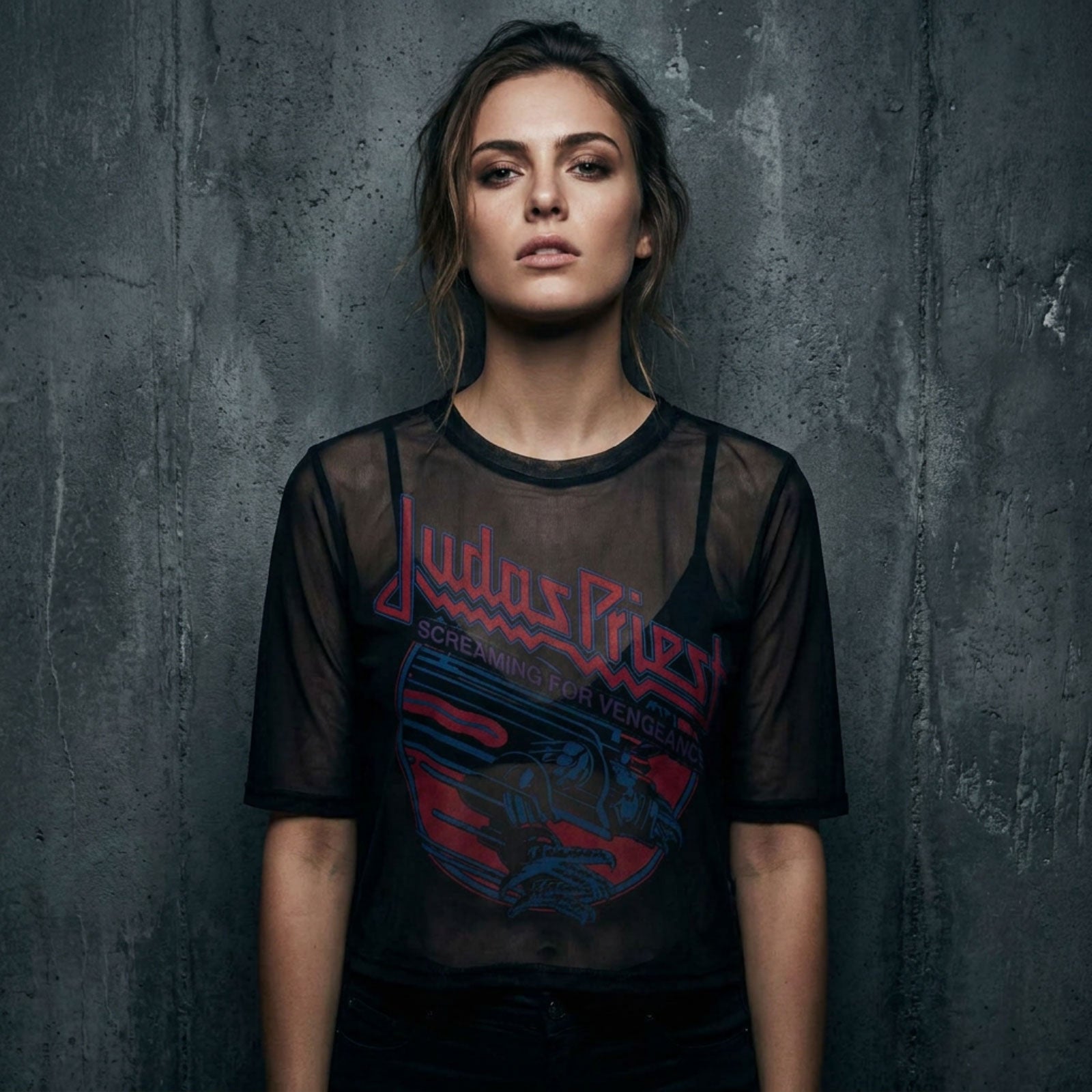 Judas Priest Ladies Mesh Crop Top: Screaming For Vengeance (Black)