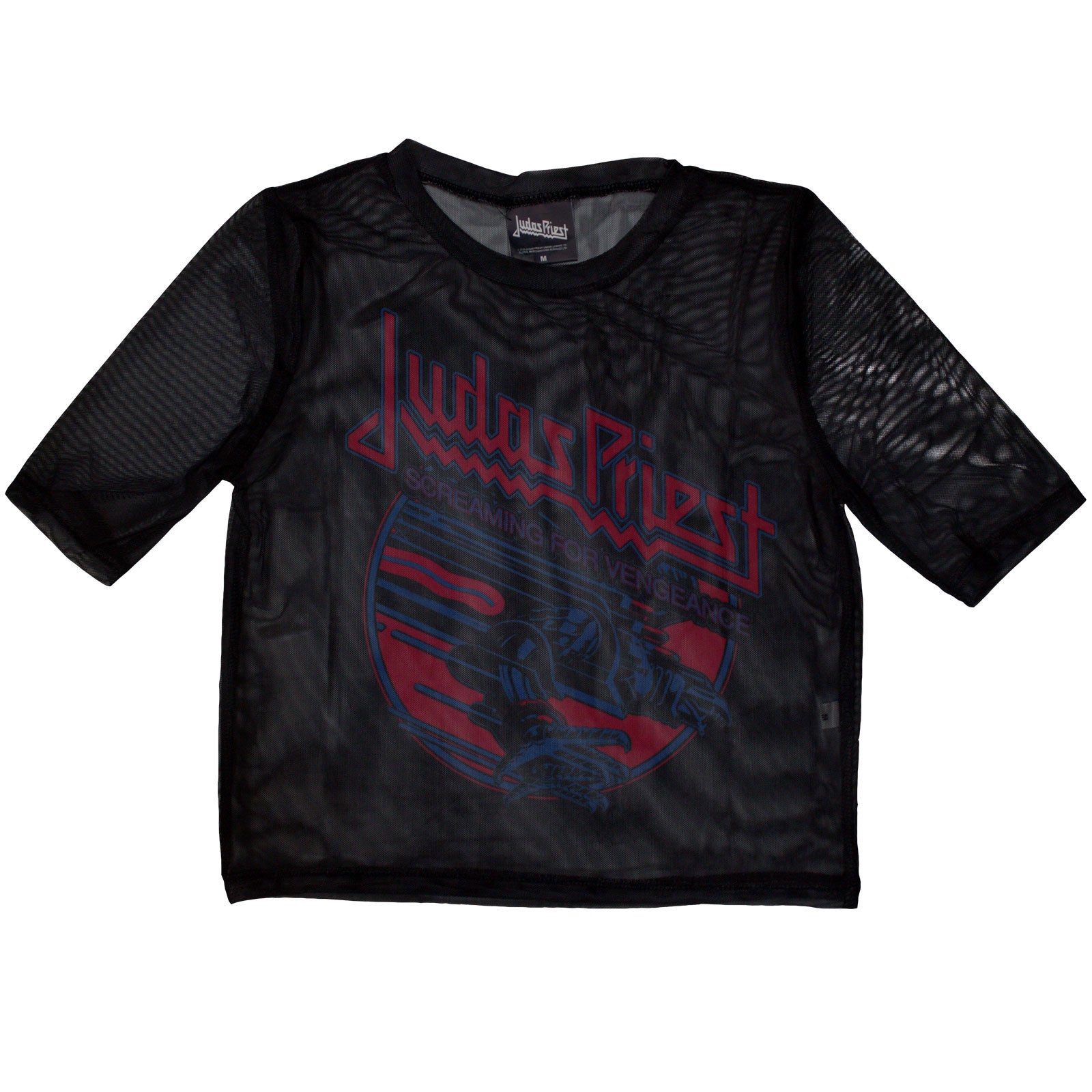 Judas Priest Ladies Mesh Crop Top: Screaming For Vengeance (Black)