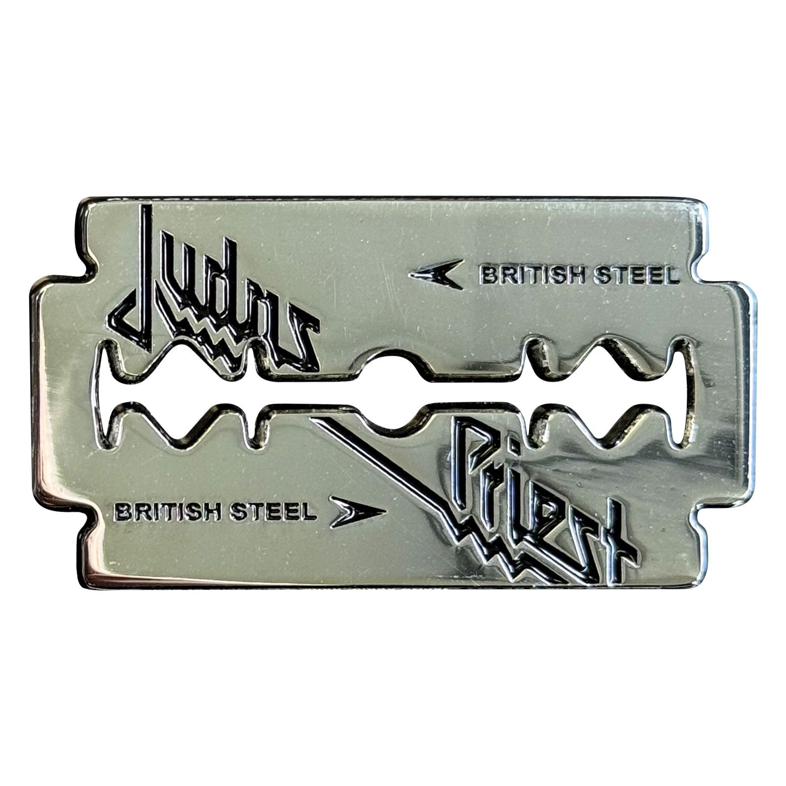 Judas Priest Pin Badge: British Steel Razor Blade