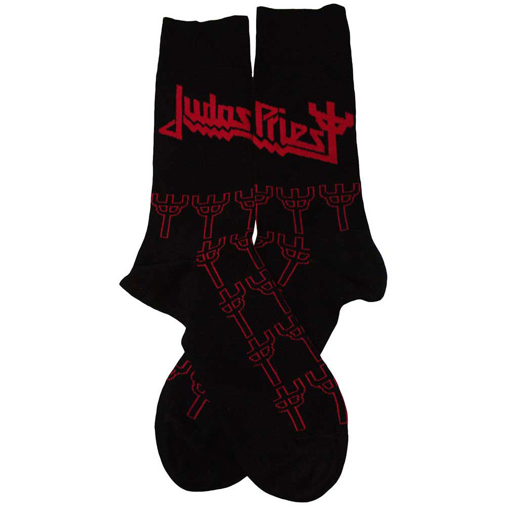 Judas Priest Unisex Ankle Socks: Trident Pattern (Black) (UK Size 4 - 7)