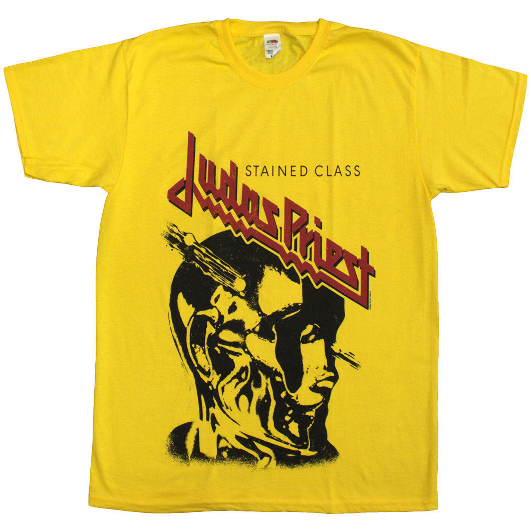 Judas Priest Unisex T-Shirt: Stained Class Vintage Head (Yellow)