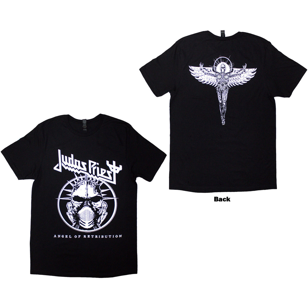 Judas Priest Unisex T-Shirt: Angel Of Retribution Headshot (Black) (Back Print)