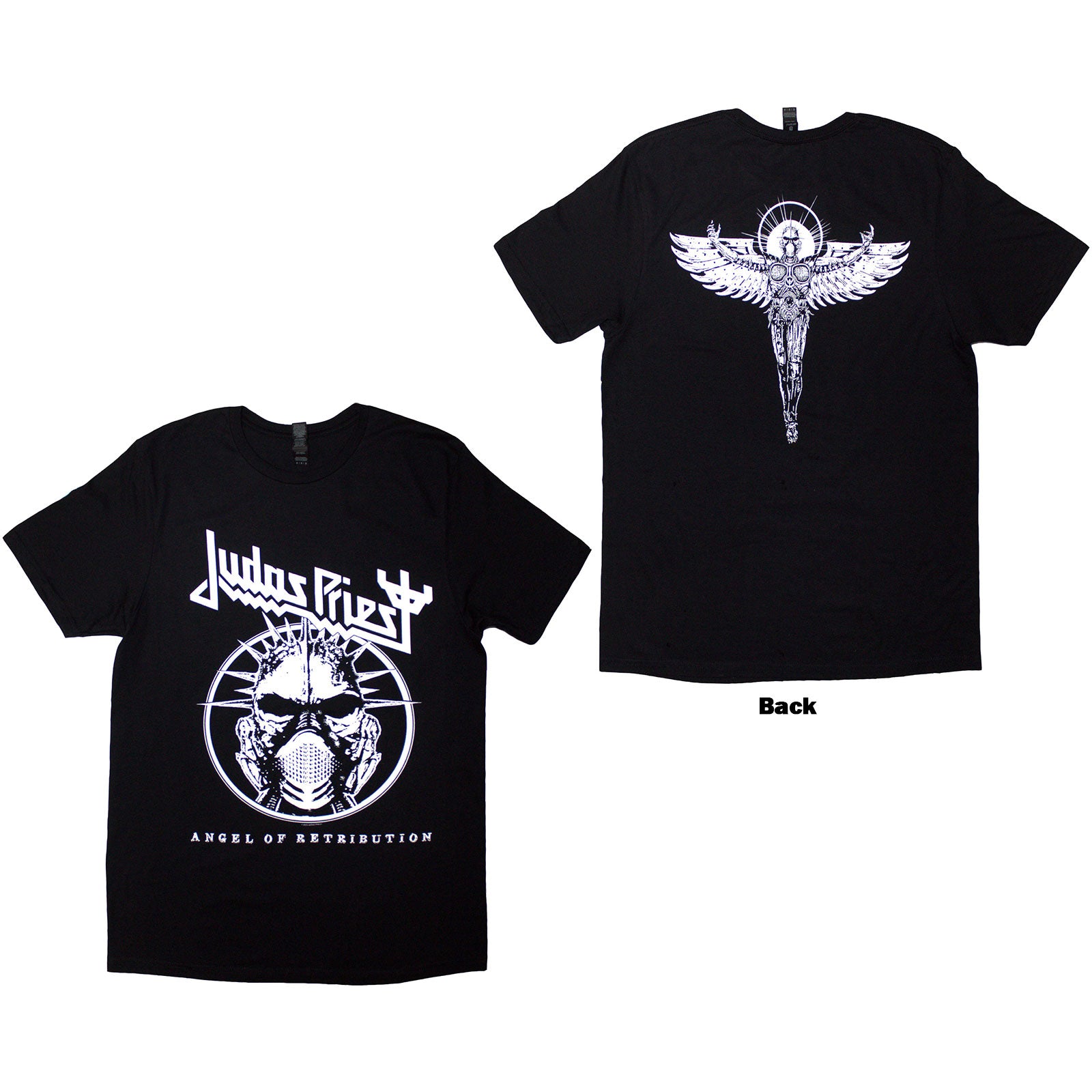 Judas Priest Unisex T-Shirt: Angel Of Retribution Headshot (Black) (Back Print)