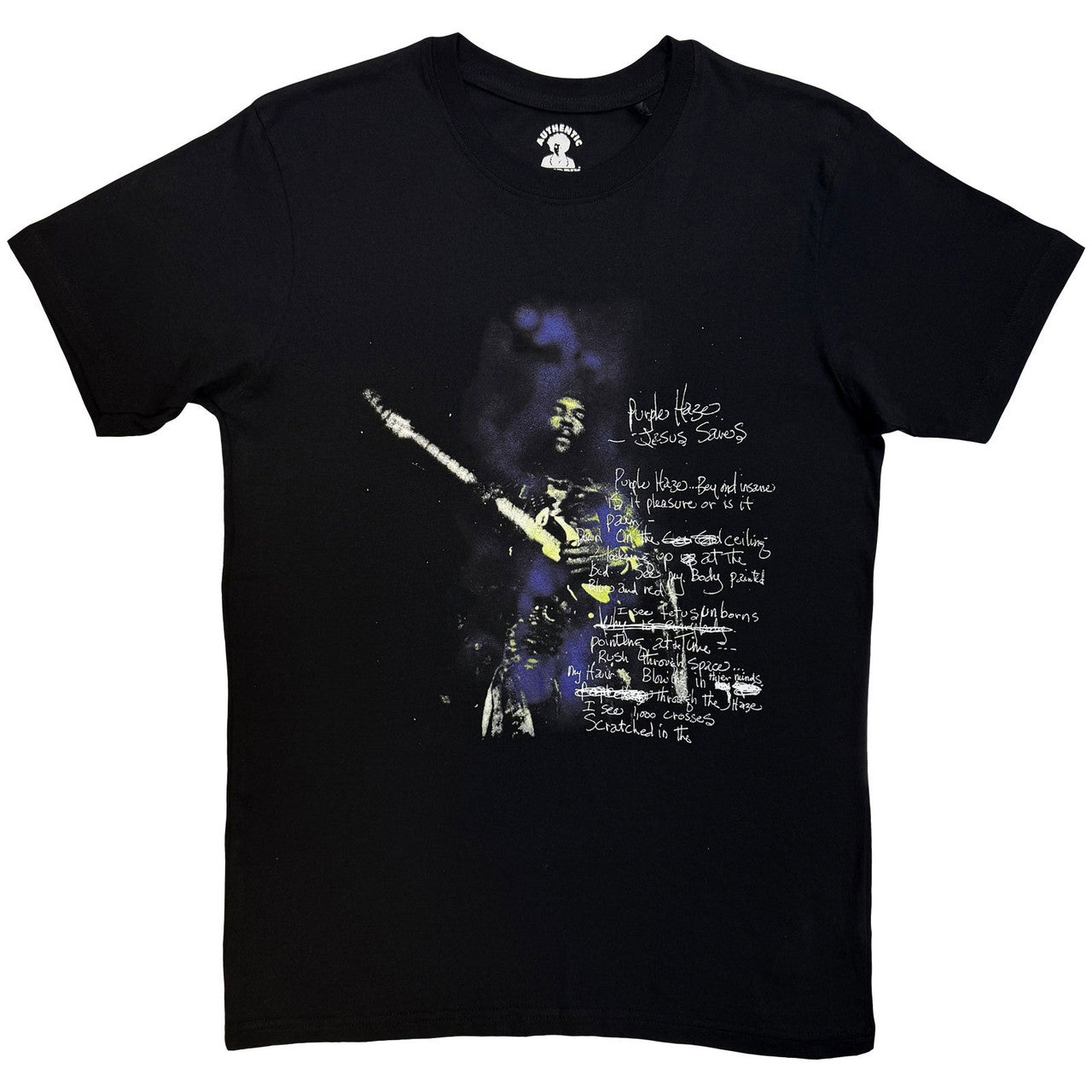 Jimi Hendrix: Purple Haze Lyrics Unisex T-Shirt (Black)