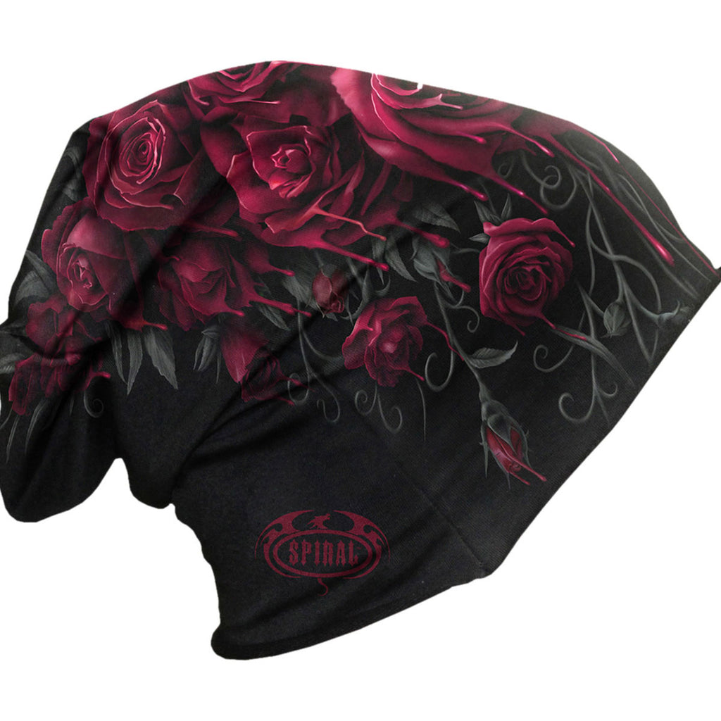 Spiral Unisex Beanie Hat: Blood Rose (Black)