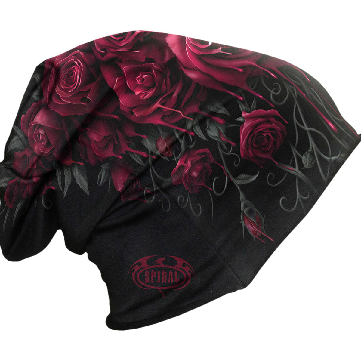 Spiral Unisex Beanie Hat: Blood Rose (Black)