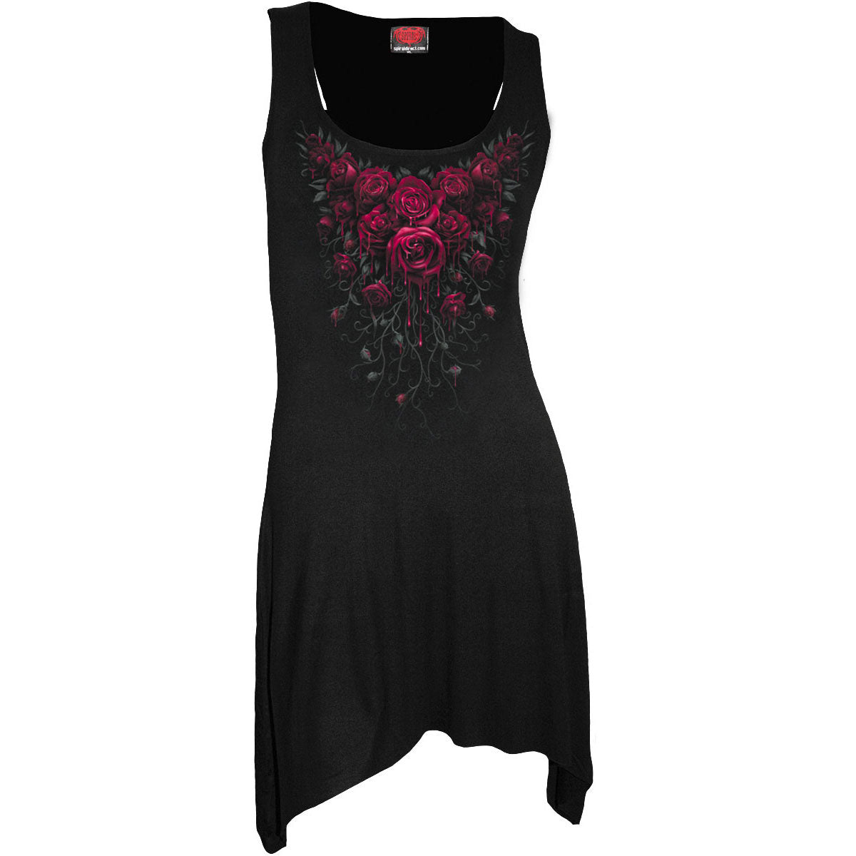 Spiral Ladies Goth Bottom Camisole Dress: Blood Rose (Black)