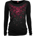Spiral Ladies Long Sleeve Baggy T-Shirt: Blood Rose (Black)