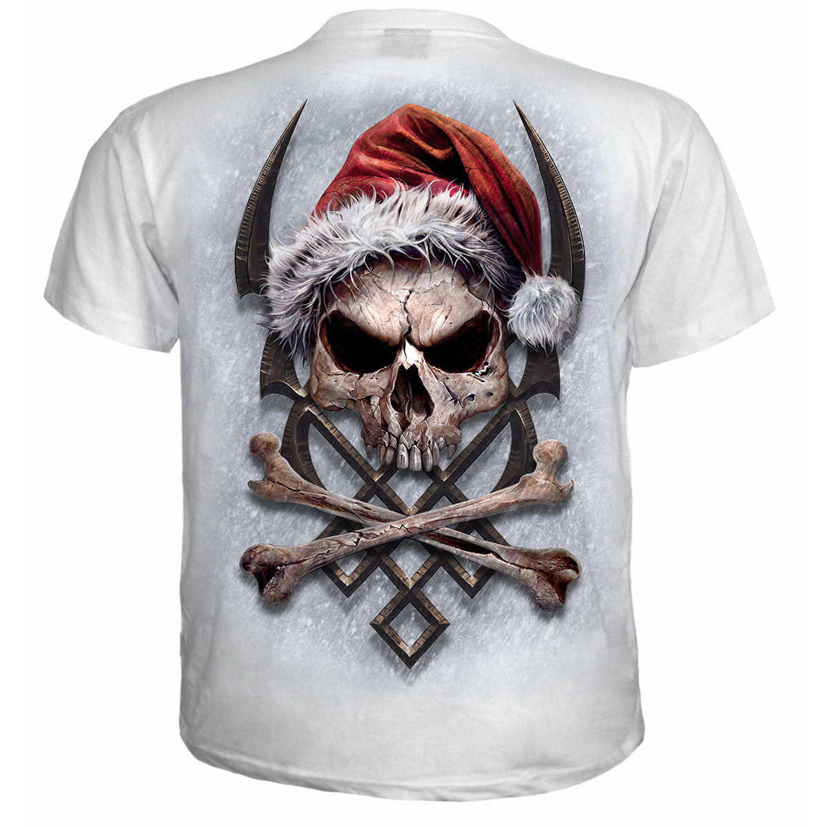 Spiral Unisex T-Shirt: Rock Santa (White) (Back Print)