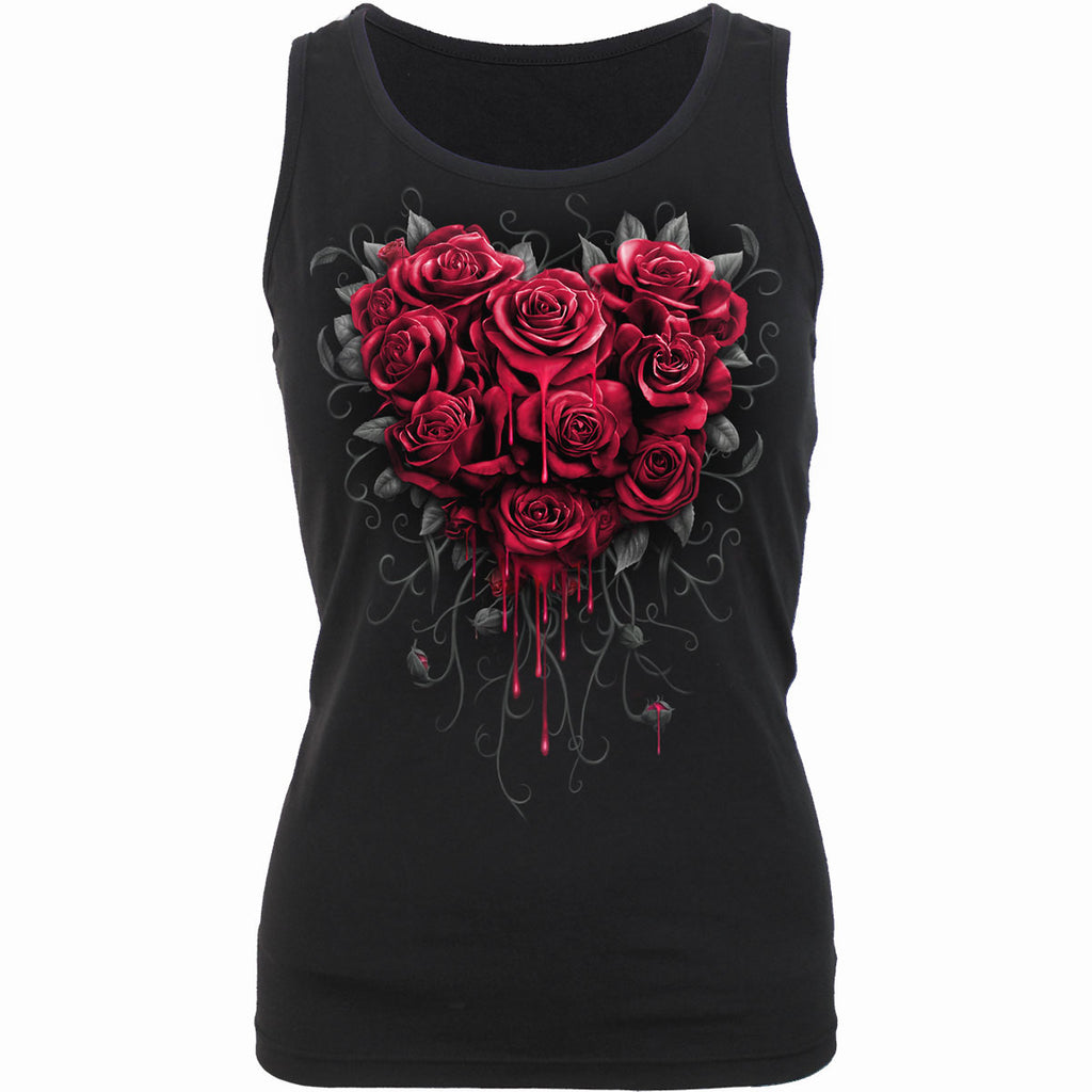 Spiral Ladies Razor Back Vest T-Shirt: Bleeding Heart (Black)