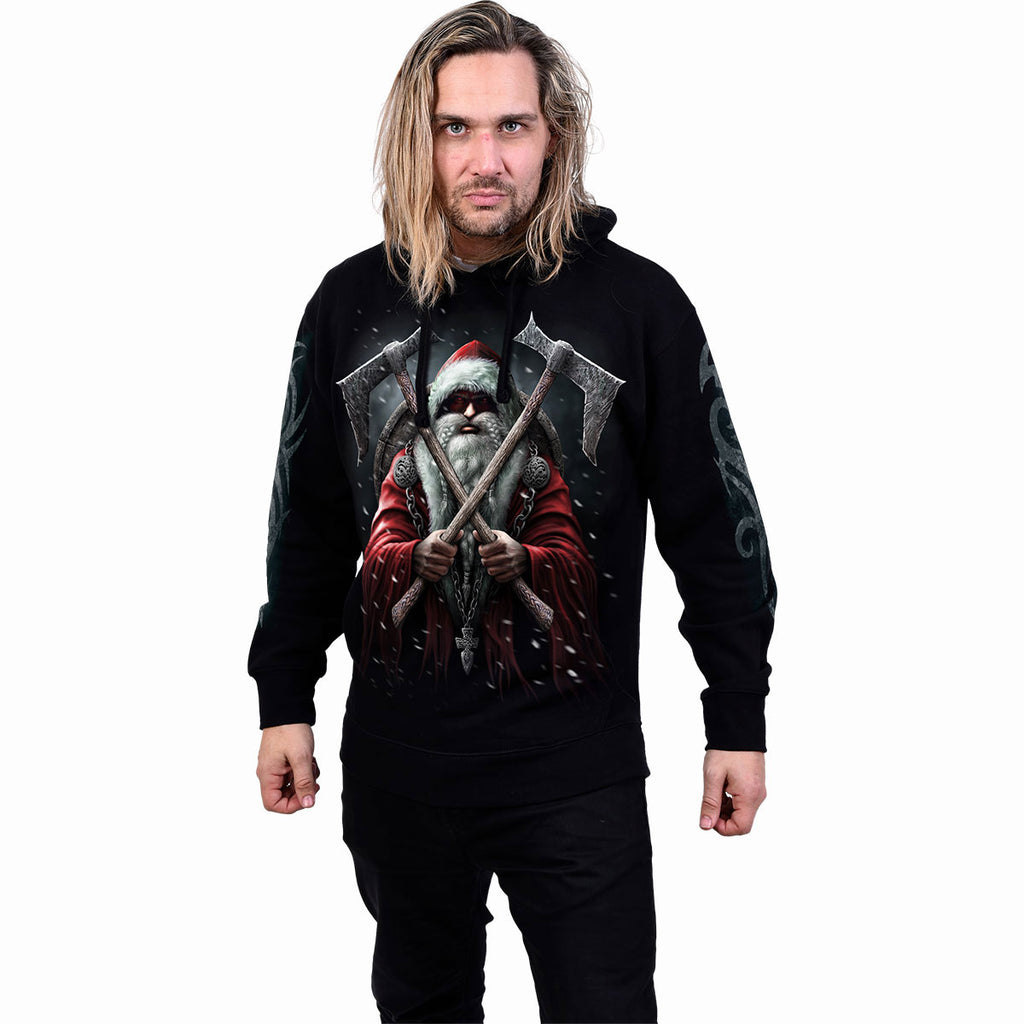 Spiral Unisex Pullover Hoodie: Sleigher (Black) (Back & Sleeve Print)