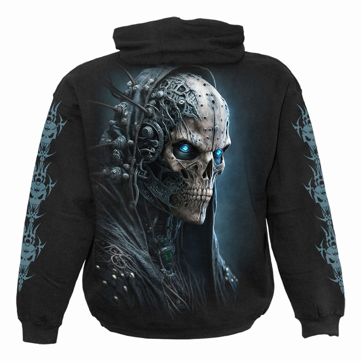 Spiral Unisex Pullover Hoodie: Human 2.0 (Black) (Back & Sleeve Print)