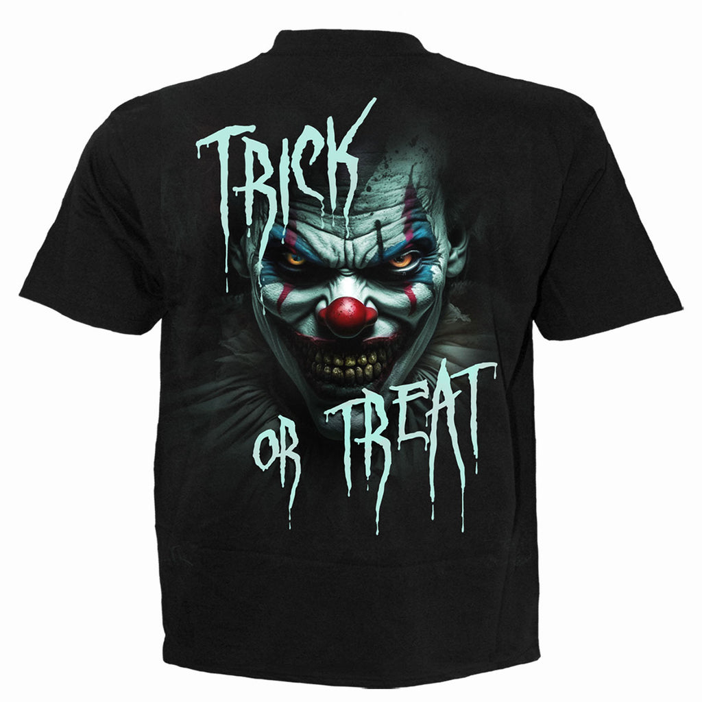 Spiral Unisex T-Shirt: Trick Or Treat (Black) (Back Print)