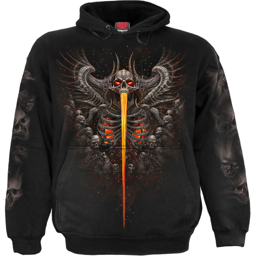 Spiral Unisex Pullover Hoodie: Gates Of Hell (Black) (Back & Sleeve Print)