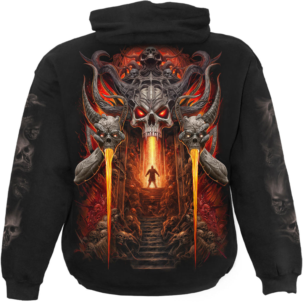 Spiral Unisex Pullover Hoodie: Gates Of Hell (Black) (Back & Sleeve Print)